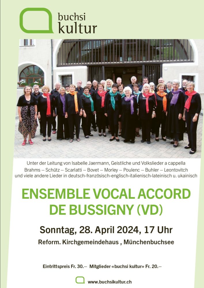 1er Concert pour les 20 ans de l Ensemble le 28 avril 2024 à Münchenbuchsee